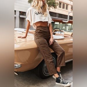 Brand New, Never Worn! 12th Tribe Bishop Tan Checkered Cropped Trousers